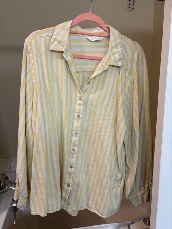 LC Lauren Conrad Tops - LC Lauren Conrad Yellow and White Striped Button-Up Top